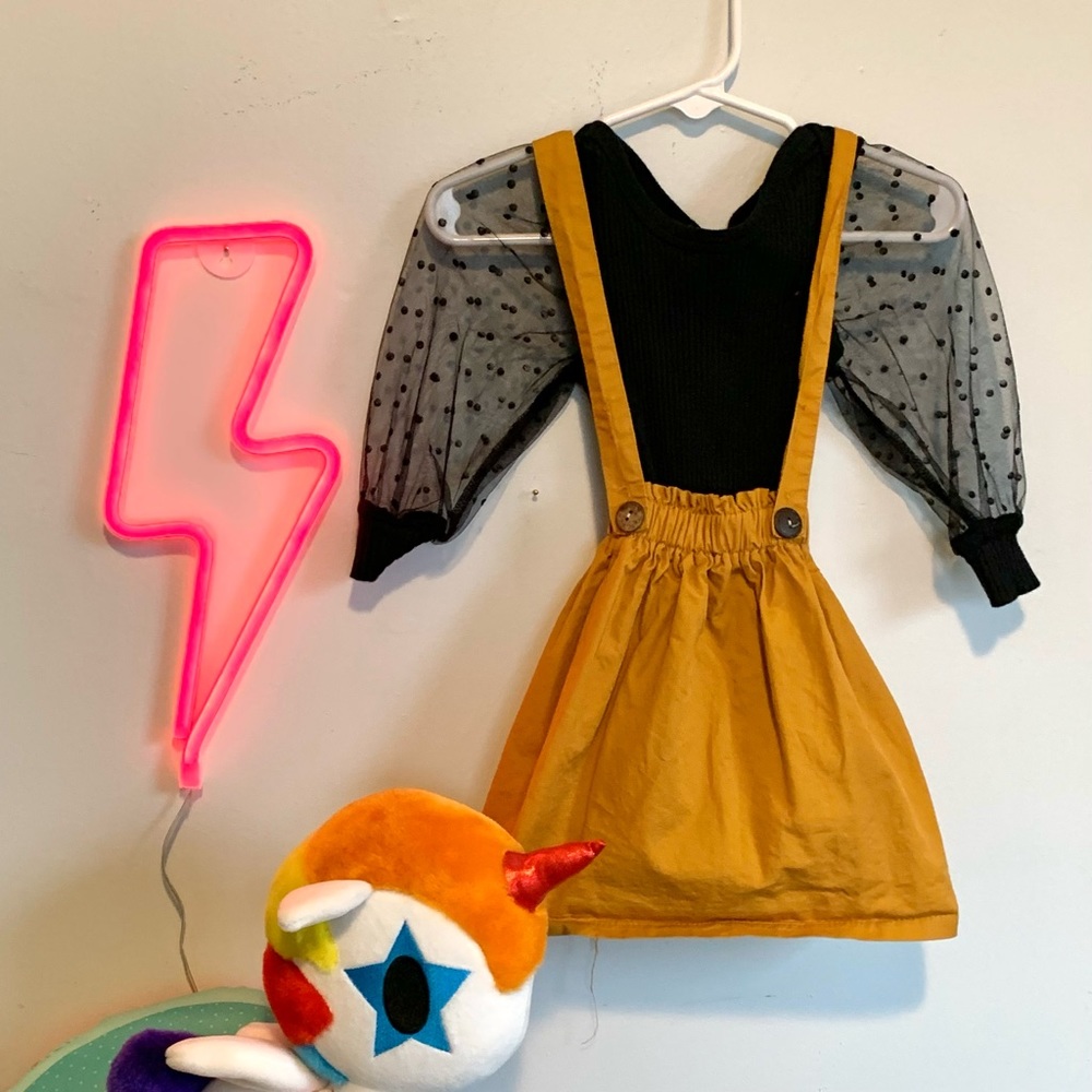 12-18mo Mustard Jumper with Long Sleeved Black Bodysuit